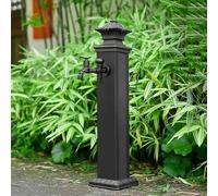 Freestanding Stainless Steel Garden Water Column, Vertical Square Water Feature Fountain with Full Copper Faucet, Decorative Hydrant Antifreeze Faucet for Outdoor Backyard