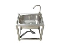Freestanding Stainless Steel Kitchen Sink Rectangular Single Bowl Washbasin with Tap & Drain Ideal for Kitchen Laundry Garage Utility Room (50x40x45cm)