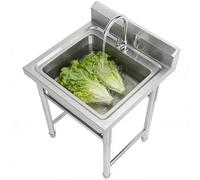 Freestanding Stainless Steel Kitchen Sink with Stand & Tap, Heavy Duty Commercial Catering Utility Sink for Home, Restaurant & Garage