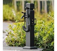 Freestanding Stainless Steel Outdoor Water Column - Vertical Garden Faucet Frost-Free Tap Floor-Mounted Hose Bib Extender (Black 60CM/23.6IN) for Gardens and Patios