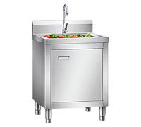 Freestanding stainless steel sink, single sink, outdoor mobile wash basin, utility sink for kitchens, bars, restaurants, dessert shops 60 * 60 * 80cm