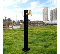 Freestanding Stainless Steel Square Garden Water Column, Outdoor Antifreeze Hose Faucet Extender Water Column with Fauce, Decorative Yard Hydrant Floor Mounted Water Feat