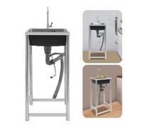 Freestanding Stainless Steel Utility Sink with Hot & Cold Water Supply Durable 72x45x75cm for Home Laundry Garage Outdoor Use