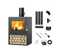 Freestanding Steel Combustion Stove,Wood Burning Stove,Multi-Fuel Steel Heating Fireplace,Triple Combustion Technology,Suitable for Living Rooms,Villas,and Courtyards(Size:60x49x85cm)