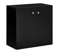 Freestanding Storage Cabinet Black Particleboard 70x70x39cm 2-Shelf Modern Slim
