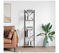 Freestanding Tiered Bookshelf Sonoma Oak 40x30x155cm Engineered Wood Black Frame