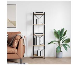 Freestanding Tiered Bookshelf Sonoma Oak 40x30x155cm Engineered Wood Black Frame