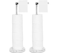 Freestanding Toilet Roll Holder - Stylish & Practical Design by Pristine® (2 Pack Chrome)