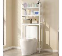 Freestanding Toilet Storage Unit Space-Saving Bathroom nizer 3-Tier Rack with Thick Divider Multifunctional Over-Toilet Shelving White Bathroom Stand.