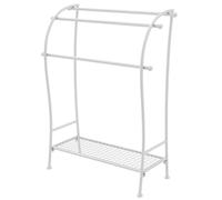 Freestanding Towel Rack Large 3Tier Metal Towel Holder with Storage Shelf Stylish Bathroom Organizer for Bath Towels White Bathroom Furniture