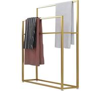 Freestanding Towel Rack with 2 Tiers, Space-Saving Towel Holder for Bathroom, Kitchen, Laundry Room, and Bedroom