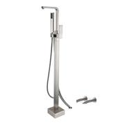 Freestanding Tub Filler Floor Mount Bathtub Faucet High Flow Floor Standing Tub Faucet Shower Set, with Hand Shower Wall Connection(Brushed Nickel)