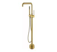 Freestanding Tub Filler Floor Mount Bathtub Faucet with Handheld Shower, Single Handle Tub Mixer Taps(Brushed Gold)