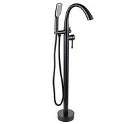 Freestanding Tub Filler Floor Mount Bathtub Faucet with Shower Diverter 304 Stainless Steel Bathroom Faucets Handheld 360 Degree Swivel Spout Single Handle,Chrome (Black Bronze)