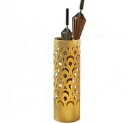 Freestanding Umbrella Stand with Hooks - Round Holder for Umbrellas, Canes and Walking Sticks, Entryway Hallway Storage(Gold)