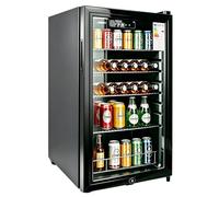 Freestanding & Undercounter Drinks Fridge with Triple Glazed Glass Door, LED Display & Interior Light, Wine Beer Cooler with Adjustable Shelves & Thermostat, Quiet Operation, Black (Large 81L)