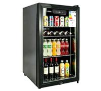 Freestanding & Undercounter Drinks Fridge with Triple Glazed Glass Door, LED Display & Interior Light, Wine Beer Cooler with Adjustable Shelves & Thermostat, Quiet Operation, Black (Medium 48L)