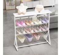 Freestanding Underwear Display Stand with 3-Tier Shelves for Boutiques and Retail Stores, Organizes Panties, Shorts, Bras, Swimsuits, and Socks