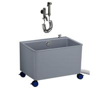 Freestanding Utility Sink, Plastic Mop Basin with Drain Button, Portable Laundry Tub for Garage Outdoor Washing Station