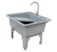 Freestanding Utility Sink with Washboard and Drain Kit, for Laundry Room, Garage, and Balcony