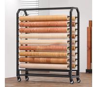 Freestanding Vinyl Spool Display Rack with Adjustable Hanging Rod for Commercial Retail and Studio Use