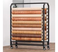 Freestanding Vinyl Spool Display Rack with Adjustable Hanging Rod for Commercial Retail and Studio Use