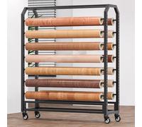 Freestanding Vinyl Spool Display Rack with Adjustable Hanging Rod for Commercial Retail and Studio Use