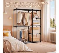 Freestanding Wardrobe, Foldable Closet, Coat Rack, Clothes Rack, Open Storage Wardrobe, 43 x 112 x 165 cm