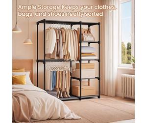 Freestanding Wardrobe, Foldable Closet, Coat Rack, Clothes Rack, Open Storage Wardrobe, 43 x 112 x 165 cm