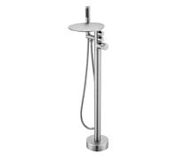 Freestanding Waterfall Bath Tap with Hand Shower Freestanding Shower Mixer Tap Waterfall Brass Hot and Cold Water-Chrome Plated