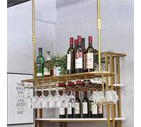 Freestanding Wine Rack Cabinet - Wall Mounted Wine Holder & Glass Rack - Adjustable Iron Double Storage for Wine Bottles & Goblets - Retro Whiskey Glass Shelf