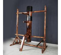 Freestanding Wing Chun Wooden Dummy With Tripod Base, Adjustable Height For Martial Arts Training, Solid Wood Construction