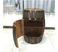 Freestanding Wooden Barrel Wine Holder - Lockable Storage Cabinet, Door Open Design, Home Kitchen Bar Accessory, Vineyard Wine Barrel Storage Table
