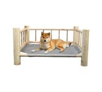 Freestanding Wooden Cat Hammock - Wooden Cat Swing Bed,Easy Assembly Hammock With A Oxford Fabric Pad, Detachable Elevated Bed For Puppy, Bunny And Small Animal