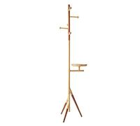 Freestanding Wooden Coat Rack with Storage Shelves - Three-Legged Coat Stand & Tree Hanger for Entryway, Hallway, and Living Room (Color: Bee)