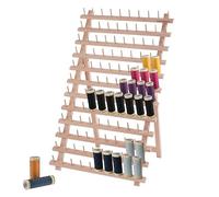 Freestanding Wooden Foldable Sewing Thread Spool Rack, 120 Spool, 67 x 40cm, Natural Wood