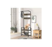 Freestanding Wooden Metal Coat Shoe Rack H&O Direct Brown One Size