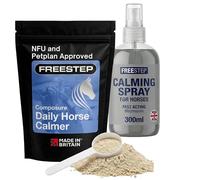 Freestep Composure with Calming Spray for Horses, Daily Magnesium Calmer and Fast Acting Anxiety Support, Chamomile and Vitex Supplements, Non Sedative Behaviour Support