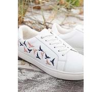 Freestyle Ellie Embroidered Bird White Leather Trainers White Leather