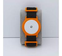 Freestyle Libre 1/2 Sensor Armband Holder - Super Soft Elastic Fabric - Black Strap (Orange)