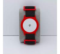Freestyle Libre 1/2 Sensor Armband Holder - Super Soft Elastic Fabric - Black Strap (Red)