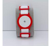 Freestyle Libre 1/2 Sensor Armband Holder - Super Soft Elastic Fabric - White Strap (Red)