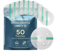 Freestyle Libre 3 Sensor Covers Waterproof - 50 Libre 3 Patches, Transparent, Long-Lasting, No Glue on Center, Non-Irritating, Easy to Apply and Remove - Ideal for Sports, Swimming, and Daily Use