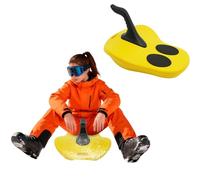 Freestyle Mini Luge Snow Sled with Handles, Portable Ski Skate Sled for Winter Outdoor Sledding, Lightweight Sledge for Snow Skiing & Ice Sliding, 58x42.5x36cm, 100kg Capacity yellow