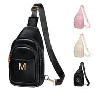 Freesya Gifts for Teen Girls Women, Initial Crossbody Sling Bag, Travel Purse for Girls, Cute Teen Girl Gifts Trendy Stuff, Black, M