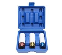 FreeTec 1/2 Inch Drive Wheel Socket Set, 17mm 19mm 21mm Impact Wheel Nut Socket Set Thin Wall Metric Deep Impact Driver Socket Sets