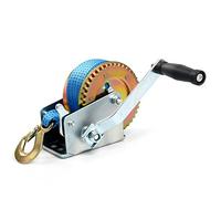 FreeTec 1000lbs Hand Winch Hand Crank Strap Gear Winch Polyester Strap ATV Boat Trailer Heavy Duty