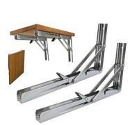 FreeTec 12'' Folding Shelf Brackets, Heavy Duty Stainless Steel DIY Wall Mounted Collapsible Triangle Brackets, Space Saving for Table Work Bench, Max. Load 330 lb, Pack of 2