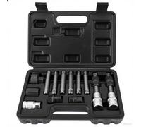 FreeTec 13pcs Alternator Pulley Removal Tool, 1/2" Drive Alternator Clutch Pulley Tool, Alternator Freewheel Pulley Star Spline Socket Bit with 33 Teeth Compatible with VW Audi Vag Fiat (Black)