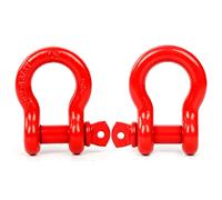 FreeTec 3/4 Inch BowShackles D Ring Shackles, 4.75 Tons (9,500 Lbs) Heavy Duty Galvanized Lifting, 2 Pack Screw Pin Shackles for Lifting Towing Construction 4x4 Offroad Recovery, Red